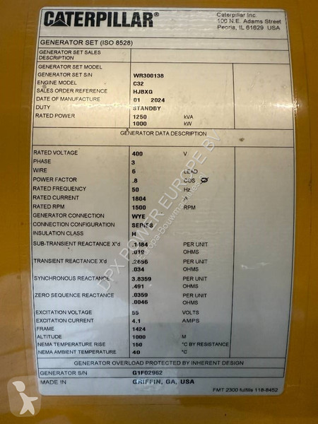 Material de obra Caterpillar C32 - 1.250 kVA...