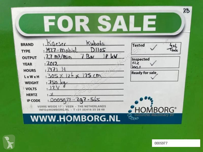Materiaal voor de bouw Kaeser M27 Kubota 2,7 m3...
