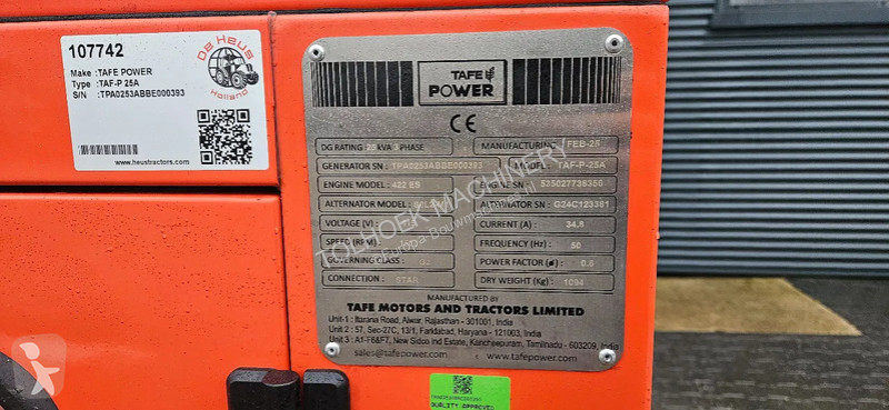 Stavebný stroj  TAFE AGGREGATEN 62 en 25 kva