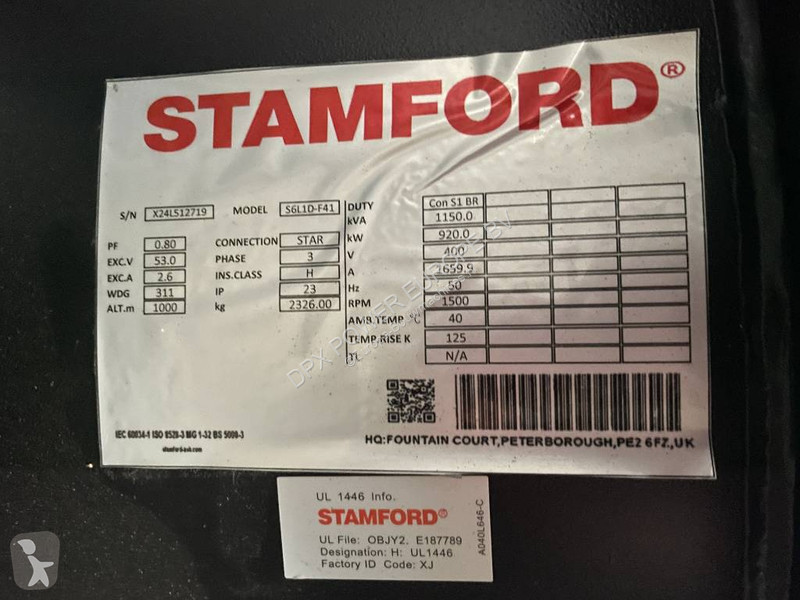 Stavebný stroj Cummins KTA38-G5 - 1100 kVA...