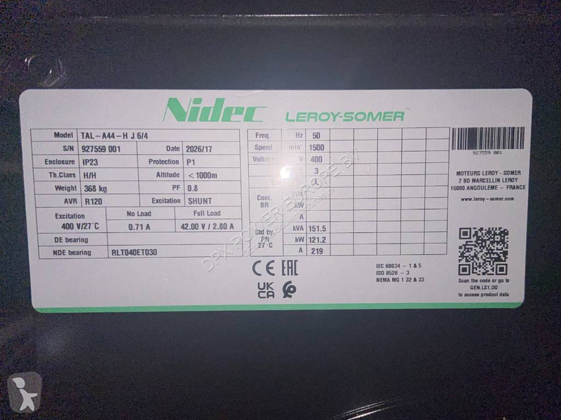 Stavebný stroj Cummins 6BTAA5.9-G2 - 155 kVA...