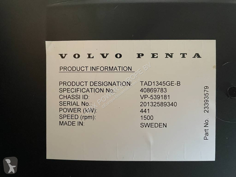 Stavebný stroj Volvo TAD1345GE - 500 kVA...
