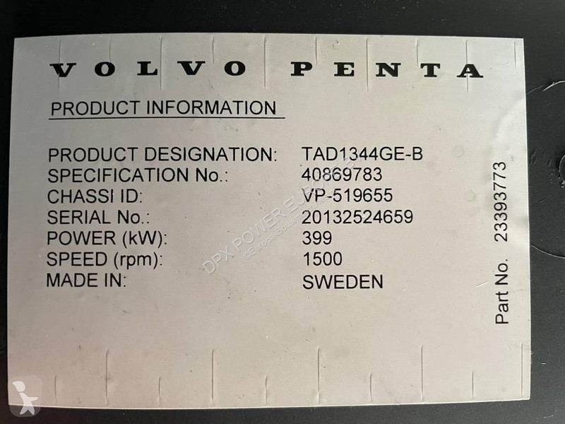 Stavebný stroj Volvo TAD1344GE - 450 kVA...