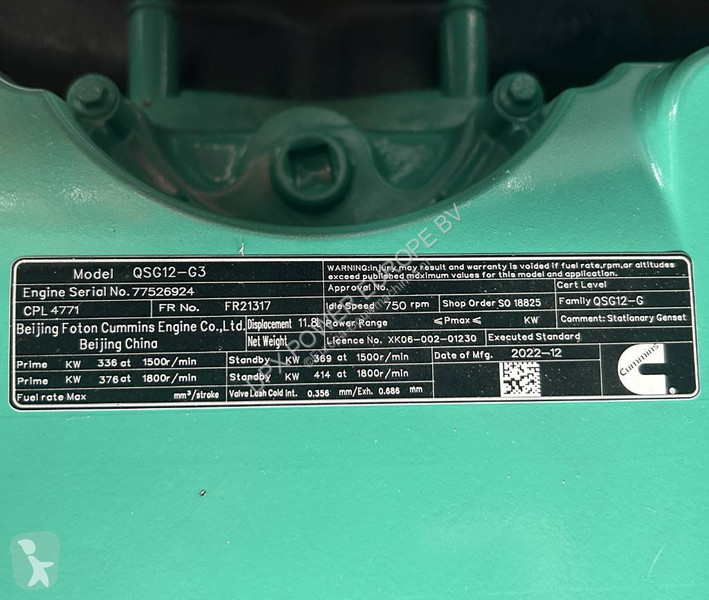 Material de obra Cummins C400D5 - 400 kVA...