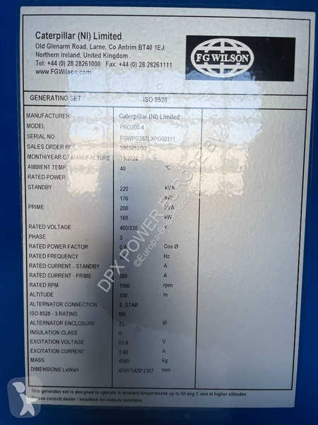 Materiaal voor de bouw FG Wilson PRO200-4 - 200...