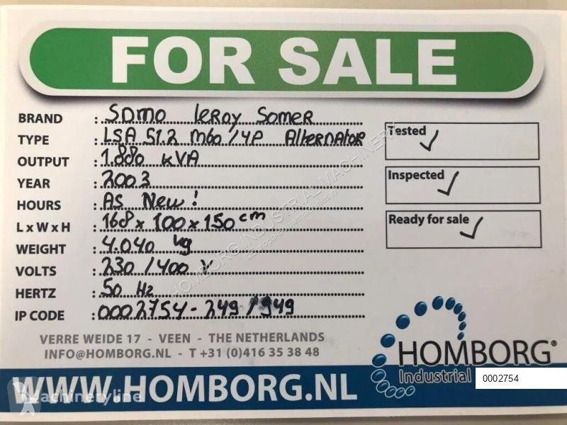 آلة لمواقع البناء Leroy somer SDMO 1880 kVA...