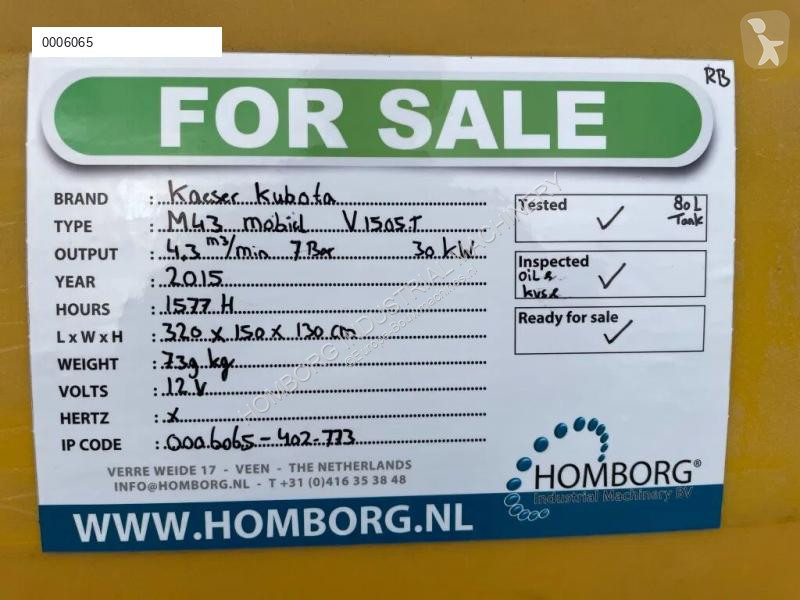 Materiaal voor de bouw Kaeser M43 Kubota 4,2 m3...