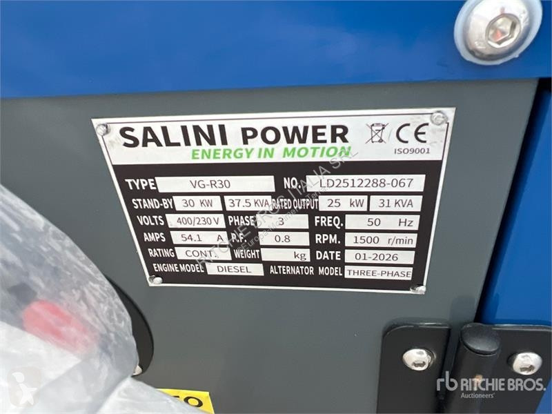Salini VG-R30 30KW Generator Set (Unused)...