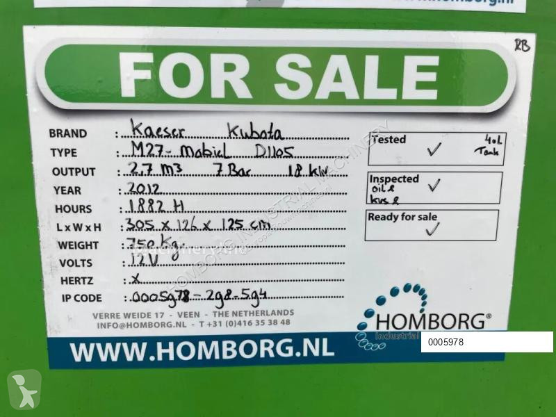 Materiaal voor de bouw Kaeser M27 Kubota 2,7 m3...