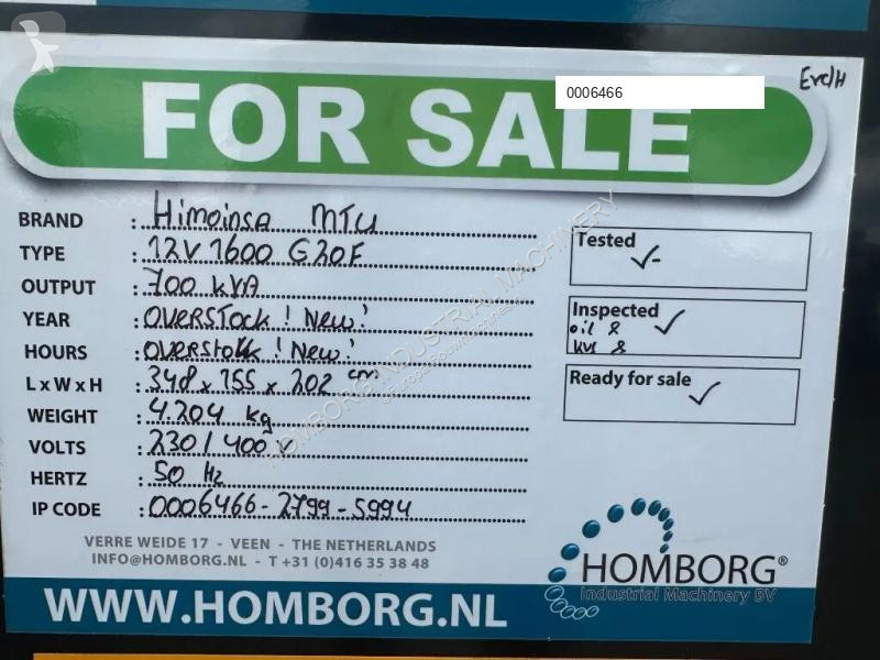 Entreprenørmaskiner MTU 12V1600 G20F Himoinsa...