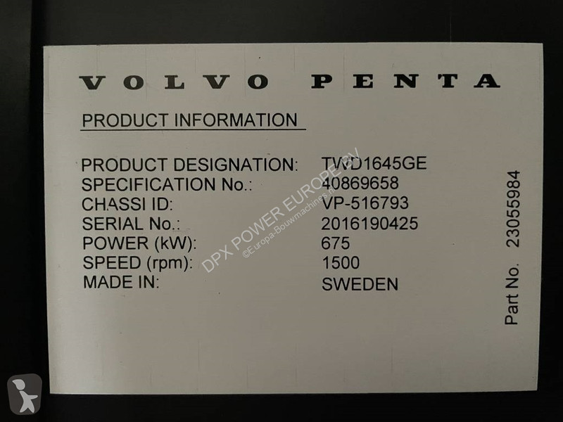 Stavebný stroj Volvo TWD1645GE - 770 kVA...