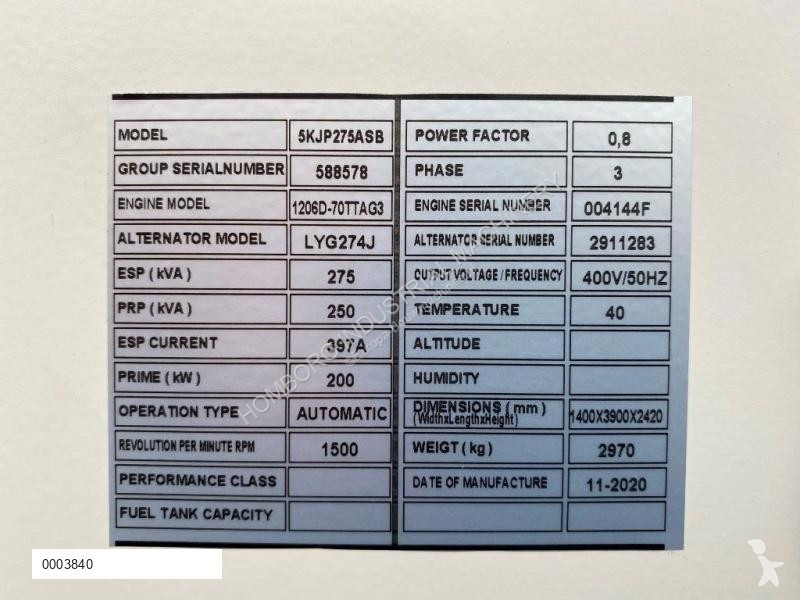آلة لمواقع البناء Perkins 275 kVA -...