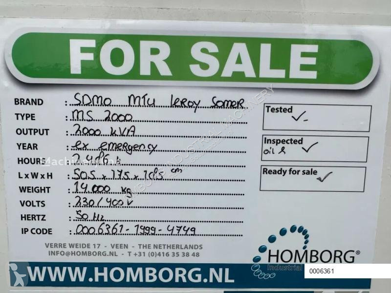 Entreprenørmaskiner SDMO MS2000 MTU Leroy Somer...