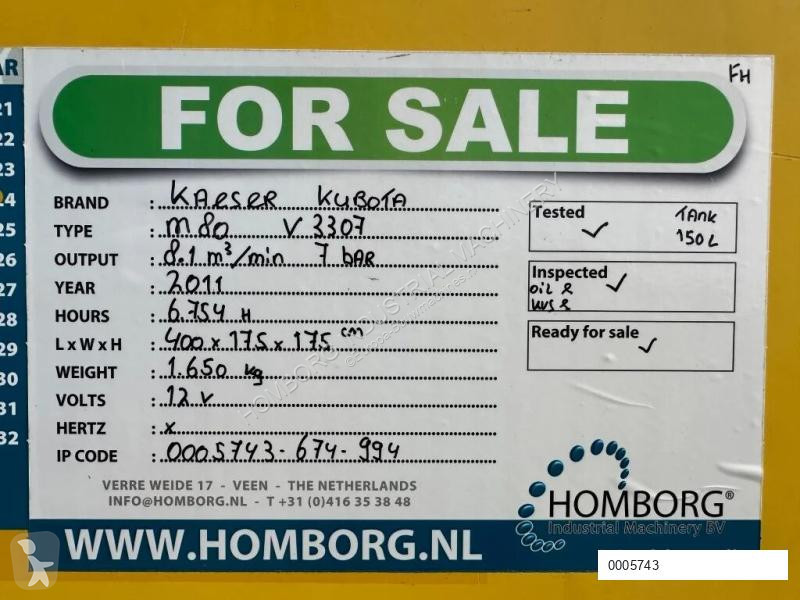 Materiaal voor de bouw Kaeser M80 Kubota 8.1 m3...