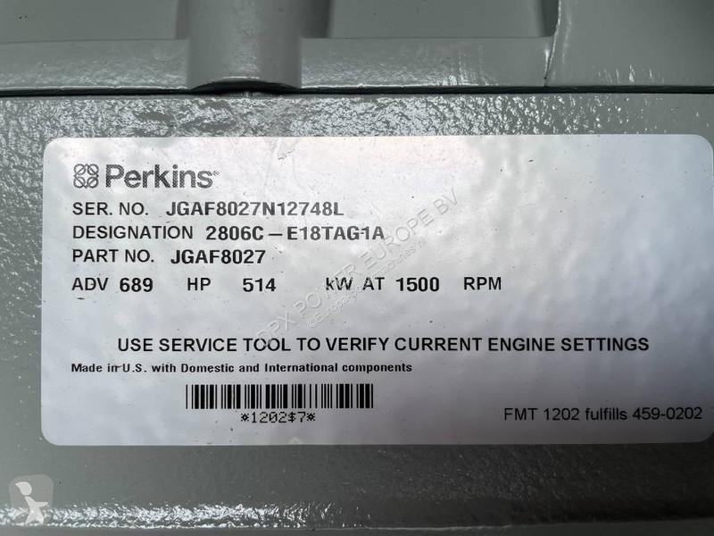 Stavebný stroj Perkins 2806D-E18TAG1A - 700 kVA...