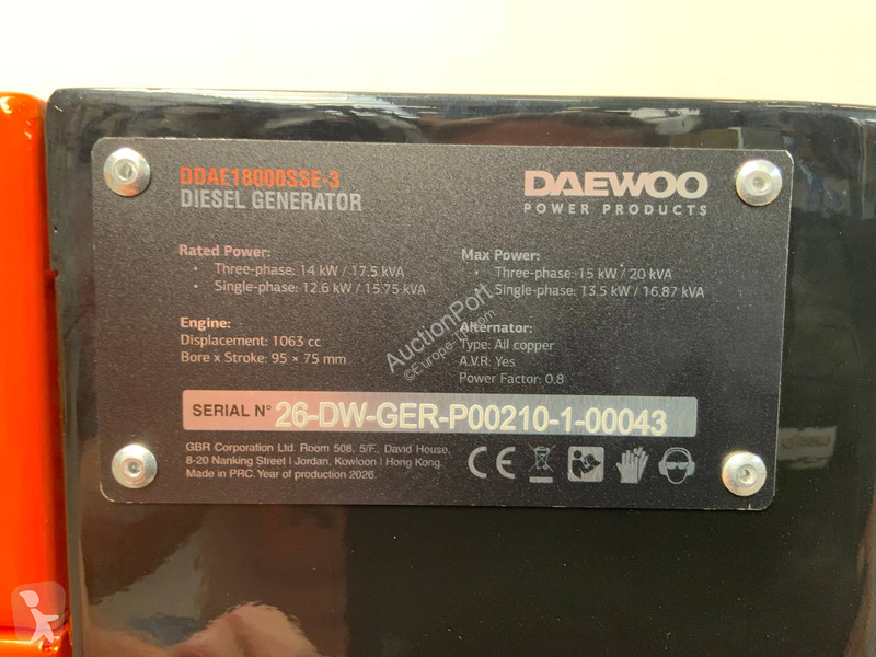 Material de obra Daewoo DDAE18000SE-3