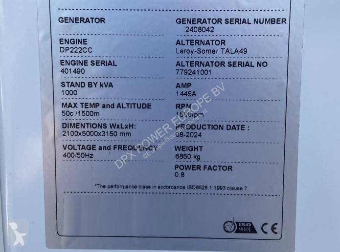 Stavební vybavení Doosan DP222CC - 1000 kVA...