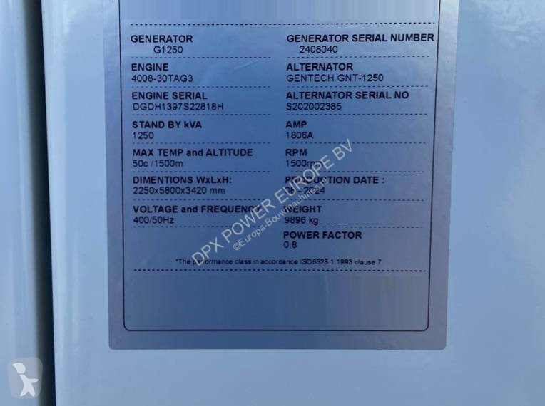 Material de obra Perkins 4008TAG3 - 1.250 kVA...