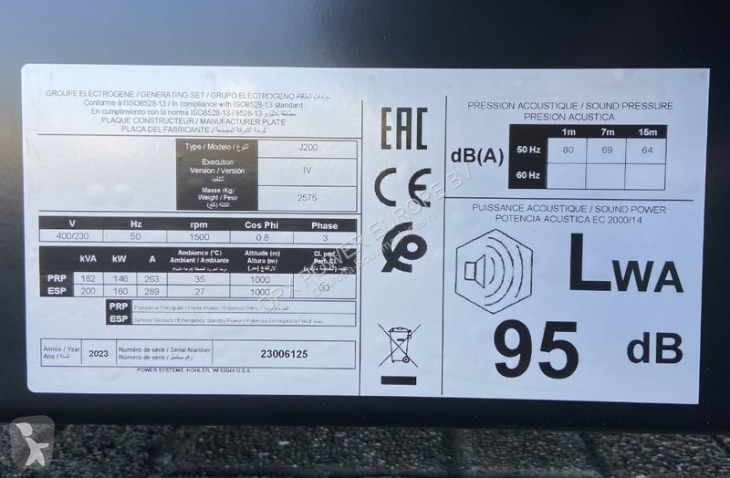 Materiaal voor de bouw SDMO J200 - 200 kVA...