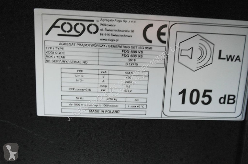 Stavebný stroj Volvo 654 kVA
