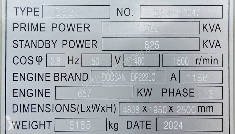 Matériel de chantier Doosan DP222LC - 825 kVA...