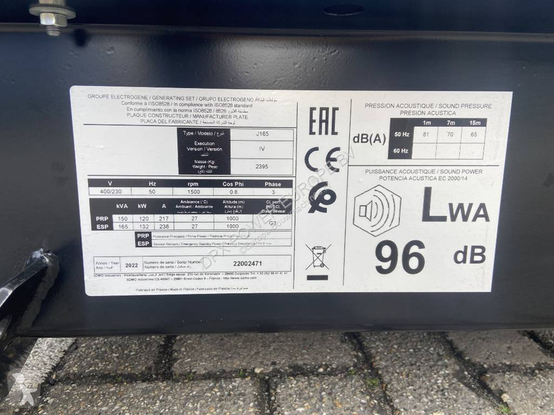 Materiaal voor de bouw SDMO J165 - 165 kVA...