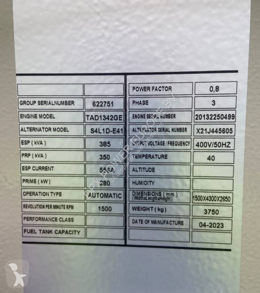 Materiaal voor de bouw Volvo TAD1342GE - 385...
