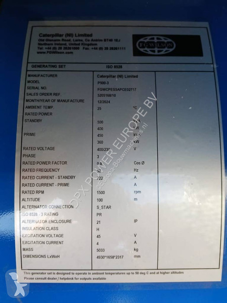 Materiaal voor de bouw FG Wilson P500-3 - 500...
