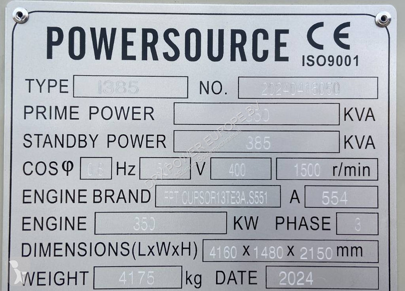 Entreprenørmaskiner Iveco CR13TE2A - 385 kVA...