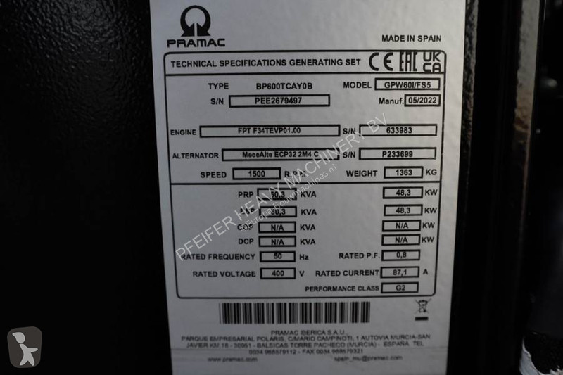 Materiaal voor de bouw Pramac GPW60I/FS5 Valid...
