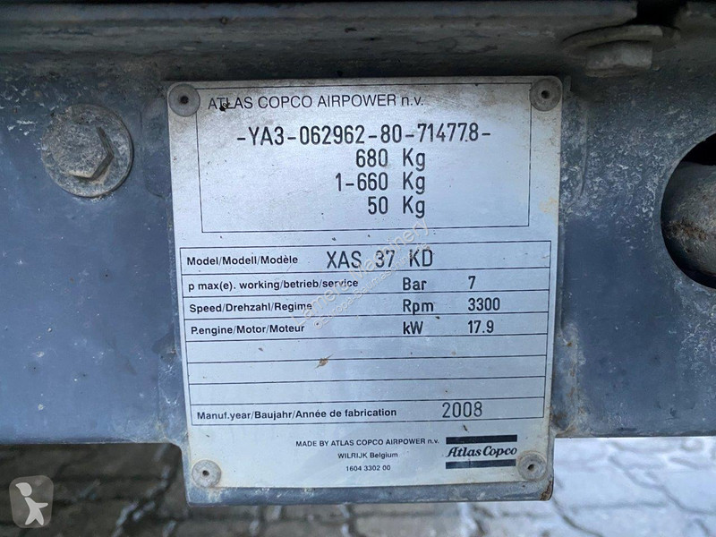Stavební vybavení Atlas Copco XAS 37 kd NVT