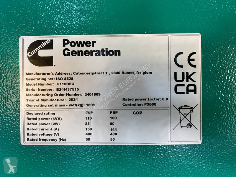 Materiaal voor de bouw Cummins C110D5Q - Open...