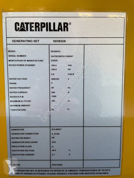 Stavebný stroj Caterpillar DE200GC - 200 kVA...