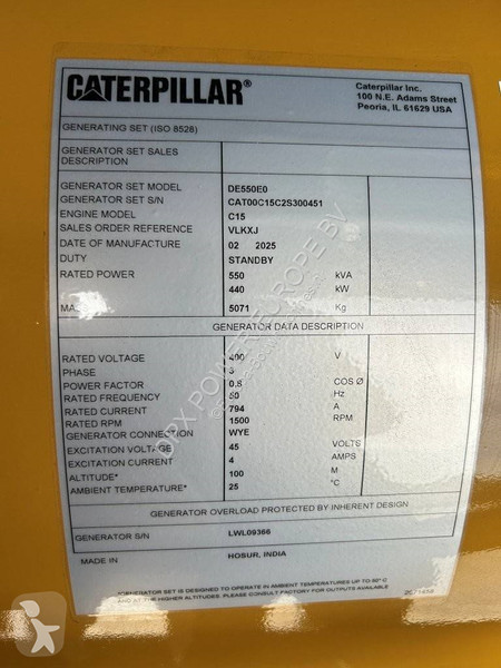 Stavebný stroj Caterpillar DE550E0 - C15 - 550...