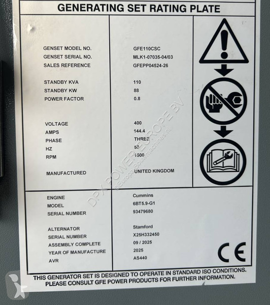 Stavebný stroj Cummins 6BT5.9-G1 - 110 kVA...