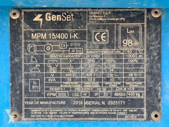 Строительное оборудование Gen Set MPM 15/400 I-K