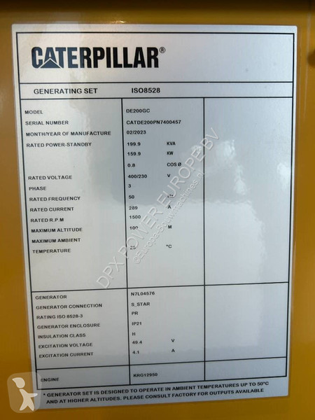 آلة لمواقع البناء Caterpillar DE200GC - 200 kVA...