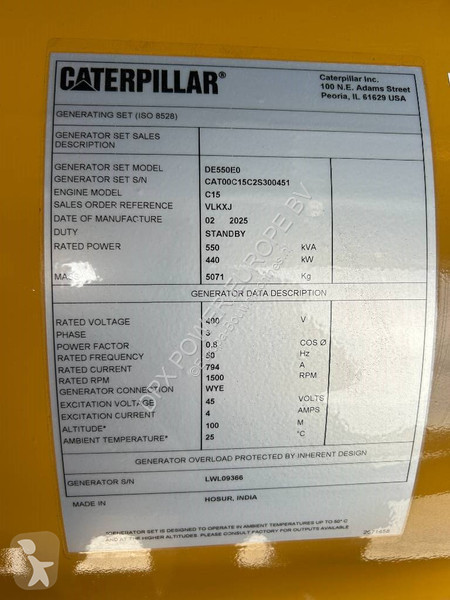 آلة لمواقع البناء Caterpillar DE550E0 - C15 -...