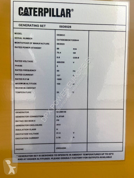 Material de obra Caterpillar DE88GC - 88 kVA...