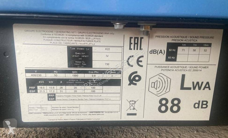 Entreprenørmaskiner SDMO K22 - 22 kVA Generator...