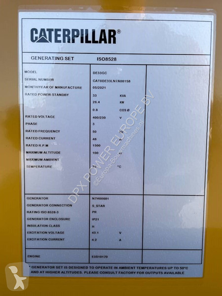 آلة لمواقع البناء Caterpillar DE33GC - 33 kVA...