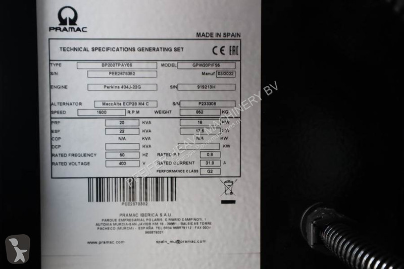 Materiaal voor de bouw Pramac GPW20P Unused,...