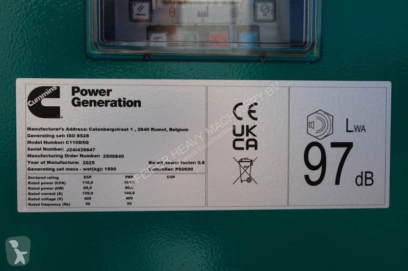 Materiaal voor de bouw Cummins C110D5Q...