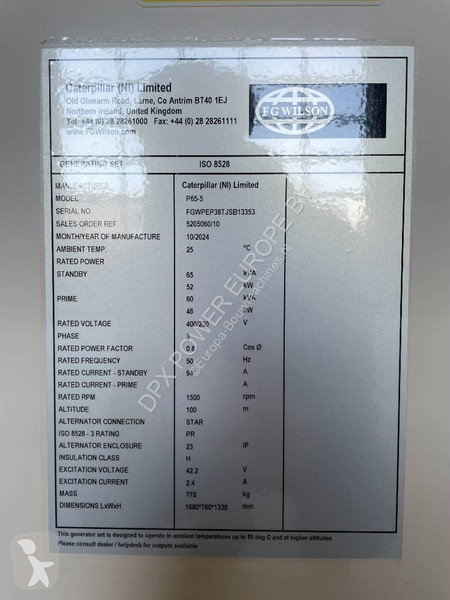 Material de obra FG Wilson P65-5 - 65 kVA Open...