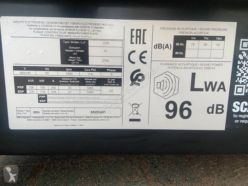 Materiaal voor de bouw SDMO J220 - 220 kVA...
