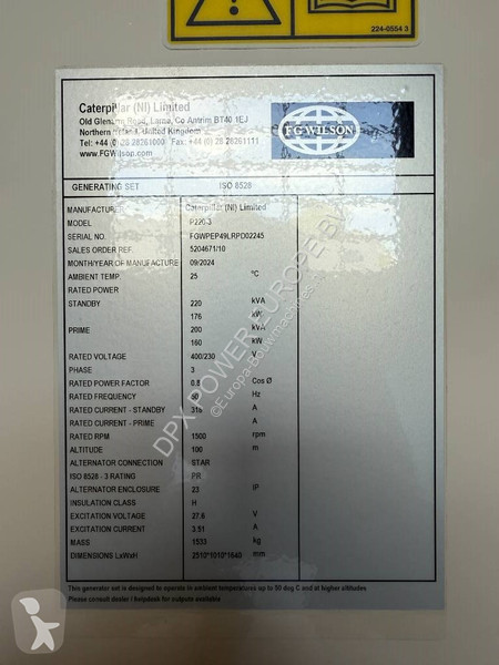 Material de obra FG Wilson P220-3 - 220 kVA...