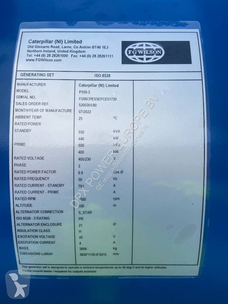 Material de obra FG Wilson P550-3 - 550 kVA...