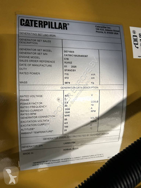 Material de obra Caterpillar DE715E0 - 715 kVA...