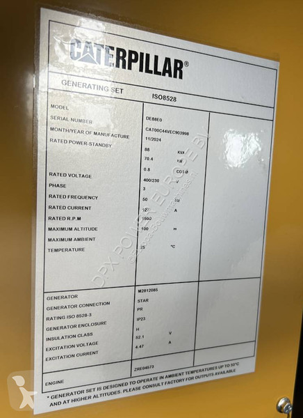 Material de obra Caterpillar DE88E0 - 88 kVA...