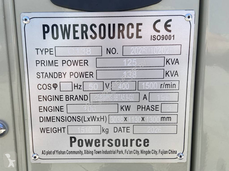 Stavebný stroj Cummins 6BTA5.9-G2 - 138 kVA...